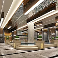 Luxurious SPA Sauna Interior Design With Marble Fountains And Green Plants