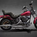 Classic Red Cruiser Motorcycle with Black Leather Seat Chrome Engine and Shiny Tires