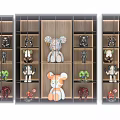 Modern Display Cabinet With Open Grid Shelves And Various Decorative Figurines