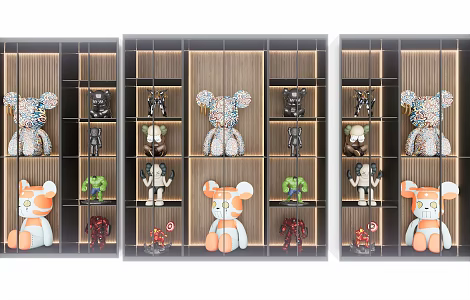 Modern Simple Hand-held Toy Display Cabinet Glass Display Cabinet Violence Bear Display Cabinet Toy Hand-held Doll Ornaments Jewelry Combination 3d model
