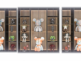 Modern Simple Hand-held Toy Display Cabinet Glass Display Cabinet Violence Bear Display Cabinet Toy Hand-held Doll Ornaments Jewelry Combination 3d model