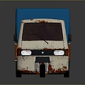 Old Cream White Tricycle Truck With Blue Canvas Cover And Rusty Body