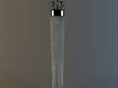Modern Elegant Chandelier With Metallic Top And Hanging Crystal Chains 3d model