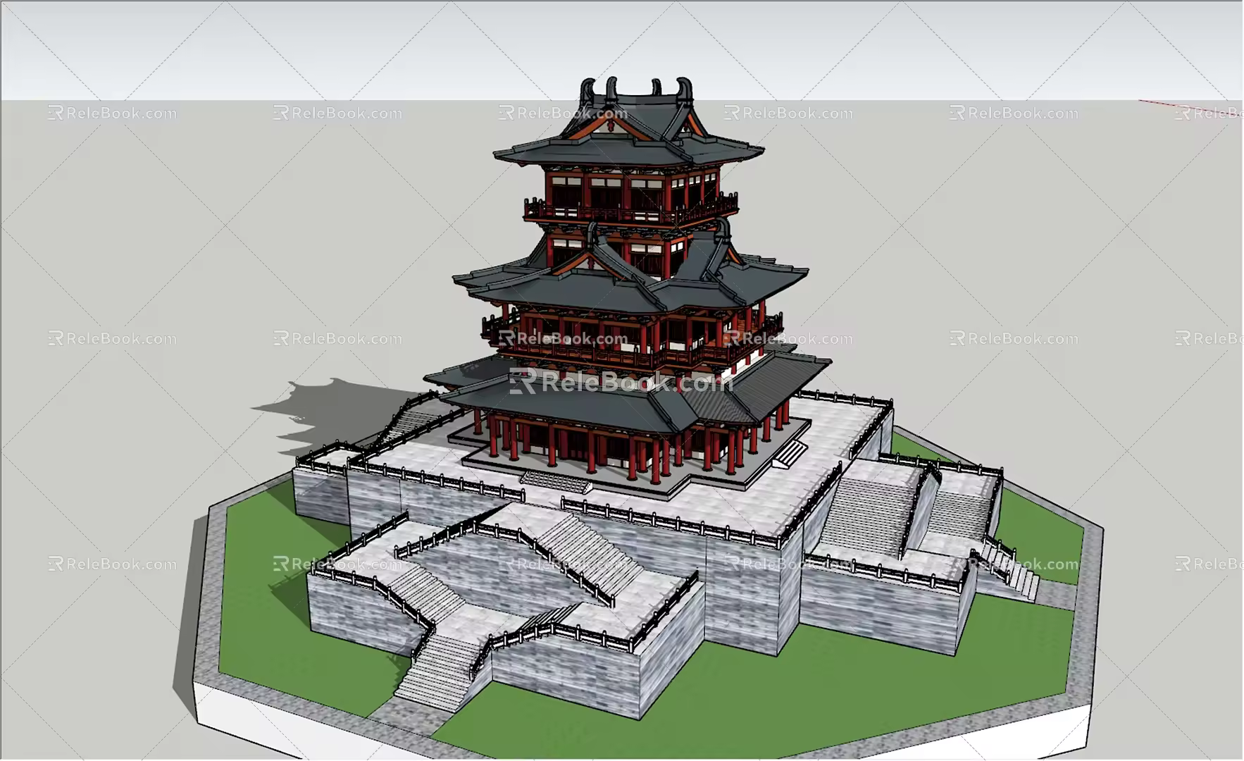 Chinese Style Tower Building Sketch Clock Tower Building Sketch Clock Tower 3d model