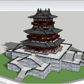 Chinese Style Tower Building Sketch Clock Tower Building Sketch Clock Tower 3d model