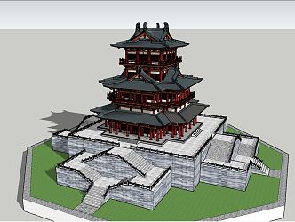 Chinese Style Tower Building Sketch Clock Tower Building Sketch Clock Tower 3d model