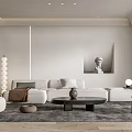 Modern Living Room Interior Design With Large Sofa Coffee Table Decorative Sculpture And Floor Lamp