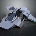 Futuristic Sci Fi Vehicle 3D Model With Geometric Panels Gray Body And Orange Accents