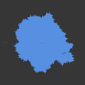 Floral Art Display Featuring Tall Pine Tree Human Silhouette On Light Blue Reflective Ground
