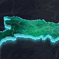 Green Regional Map Displaying Administrative Boundaries And Terrain Details