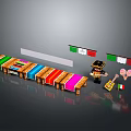 Vibrant Mexican Style Dining Chairs With Colorful Striped Seats And Decorative Flags