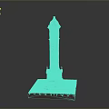 Red Clock Tower Model With Spire Clock Face And Square Stepped Base
