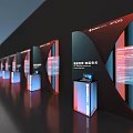 Modern Illuminated Sculpture Installation With Welcome Sign And Striped Building Background