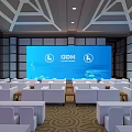 Modern Event Stage With Large Screen IDEM Logo And Purple Audience Seats