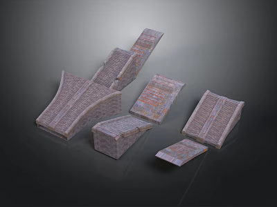 Gray Stone Scene Components With Various Shapes For Landscape Design Projects 3d model
