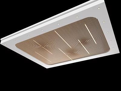 Modern Ceiling Design With Striped Pattern White Frame And Recessed Lighting 3d model
