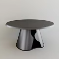 Modern Round Table With Black Tabletop And Silver Curved Base Design 3d model