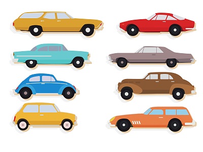 Cartoon car silhouette wall decoration pendant sedan icon convertible 3d model