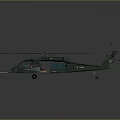 Green Military Helicopter With Blue Rotors And Detailed Fuselage Design