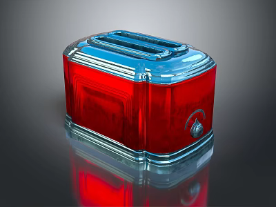 Red Metallic Toaster Modern Design Kitchen Appliance With Shiny Reflective Surface 3d model