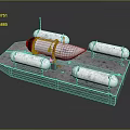 High Tech Military Warship Deck With Cylindrical Tanks And Capsule