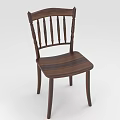 Dark Brown Wooden Leisure Chair With Vertical Slat Back And Simple Design