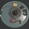 Circular Industrial Metal Device With Valve Red Indicator Wiring And Label