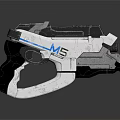 Futuristic Sci Fi Pistol With White Black Blue Accents And M5 Marking
