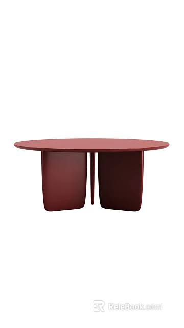 Modern Red Round Dining Table With Unique Two Part Base Design 3d model