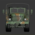 Military Cargo Truck With Green Brown Camouflage Open Bed And 6x6 Wheels