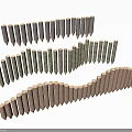 Elegant Natural Stone and Wood Crafted Columns Arranged in Curved Patterns