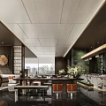 High End Modern Sales Office Interior Design With Marble Decor And Bright Comfortable Lounge Spaces