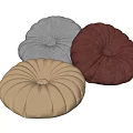 Decorative Round Pleated Pillows in Gray Brown and Burgundy Colors for Home Decor