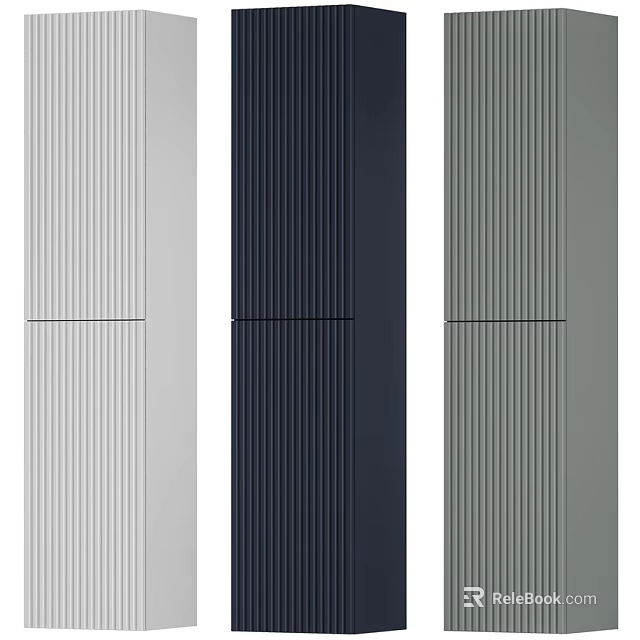 Stylish Washbasin Vanity Featuring Light Gray Navy Dark Gray Vertical Stripe Panels 3d model 