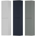 Stylish Washbasin Vanity Featuring Light Gray Navy Dark Gray Vertical Stripe Panels