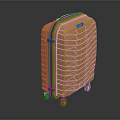 Modern Orange Suitcase With Wavy Surface Texture And Rolling Wheels Design