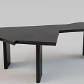 Modern Black Wooden Office Desk With Unique Angular Shape And Sturdy Legs 3d model