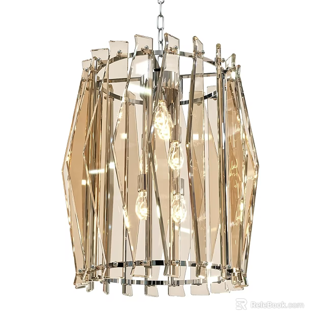 Modern Transparent Geometric Chandelier Design With Light Bulbs For Elegant Interior 3d model