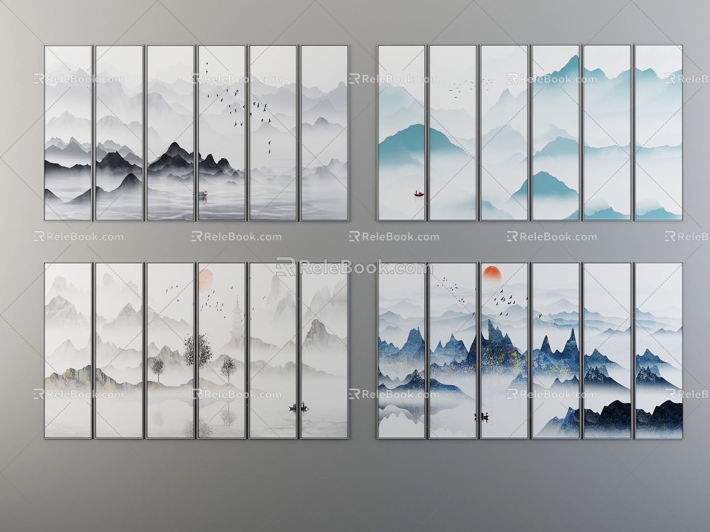 New Chinese Hanging Paintings 3d model