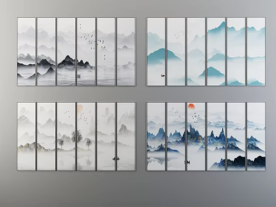 New Chinese Hanging Paintings 3d model