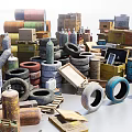 Diverse Industrial Equipment Parts Collection With Metal Components Different Colors And Shapes