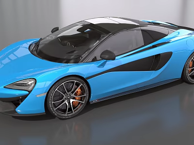 Blue McLaren Sports Car With Sleek Design Black Roof And Orange Brake Calipers 3d model