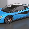Blue McLaren Sports Car With Sleek Design Black Roof And Orange Brake Calipers