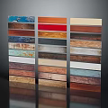 Wood And Stone Panel Samples With Various Colors And Textures Neatly Arranged In Three Columns