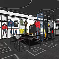 Modern Sports Clothing Store With Athletic Apparel Basketball And Sneakers Display In Contemporary Retail Space