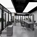 Sleek Modern Hair Beauty Salon Interior Design With Large Bright Floor To Ceiling Glass Windows