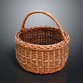Sweet Little Kitten Resting Inside Brown Woven Basket On Black Background
