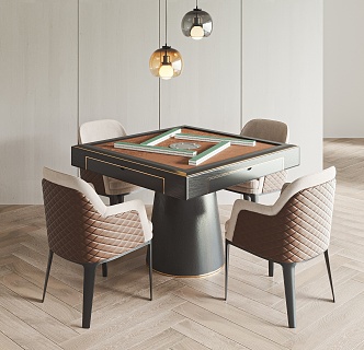 Modern Mahjong Table and Chair 3d model