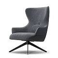 Modern Single Sofa Chairs Upholstered Fabric Gray Navy Blue Swivel Base Armrest Design