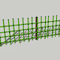 Green Bamboo Lattice Fence With Crossed Pattern For Outdoor Garden Use